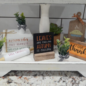 Autumn Tiered Tray Essentials - Autumn Saying B&B With Fall Candles Rolling Pin